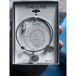 New Love This Life Expandable Stainless Steel Faith Hope Love Bracelet